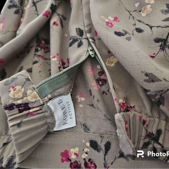 VTG KORET PETITE BROWNISH/GREEN FLORAL MAXI SKIRT SZ 4 - Picture 5 of 8